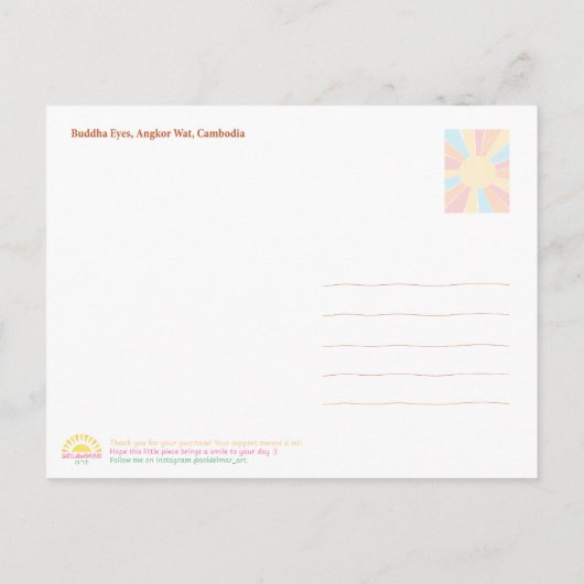 Angkor Wat Buddha Eyes Siem Reap Postcard Feestdagenkaart (Achterkant)