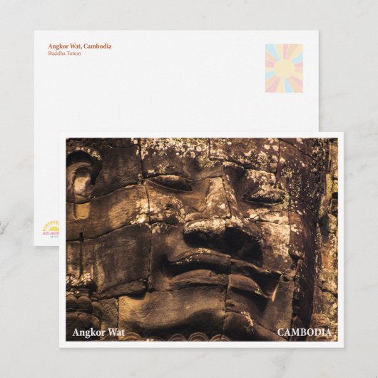 Angkor Wat Buddha Totem – Travel Postcard Feestdagenkaart (Voorkant / Achterkant)