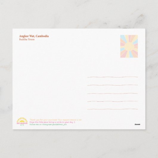 Angkor Wat Buddha Totem – Travel Postcard Feestdagenkaart (Achterkant)