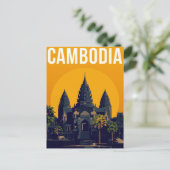 Angkor Wat Cambodia Retro Briefkaart (Staand voorkant)