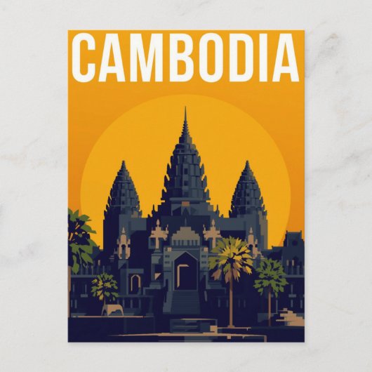 Angkor Wat Cambodia Retro Briefkaart (Voorkant)