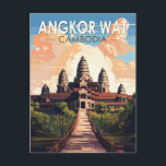 Angkor Wat Cambodia Travel Art Vintage Briefkaart<br><div class="desc">Angkor Wat vectorillustraties. Angkor Wat is een tempelcomplex in Cambodja dat door Guinness World Records wordt beschouwd als 's werelds grootste religieuze structuur. Het ligt in de oude Khmer-hoofdstad Angkor,  in het noorden van Cambodja.</div>