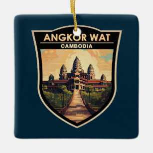 Angkor Wat Cambodia Travel Art Vintage Keramisch Ornament
