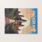 Angkor Wat Cambodia Travel Art Vintage Legpuzzel (Horizontaal)