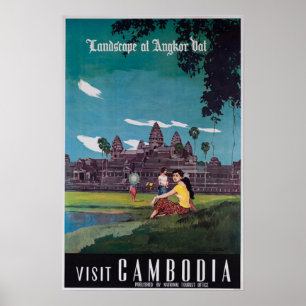 Angkor Wat Cambodia Vintage Travel Poster