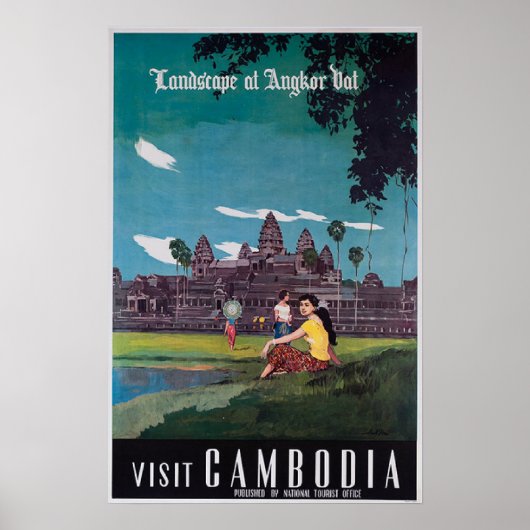 Angkor Wat Cambodia Vintage Travel Poster (Voorkant)