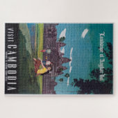 Angkor Wat Cambodia Vintage Travel Poster Legpuzzel (Horizontaal)