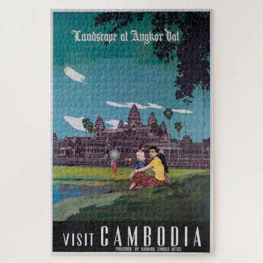 Angkor Wat Cambodia Vintage Travel Poster Legpuzzel (Verticaal)