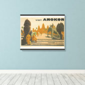 Angkor Wat Cambodia Vintage Travel Print (Insitu (Houten vloer))