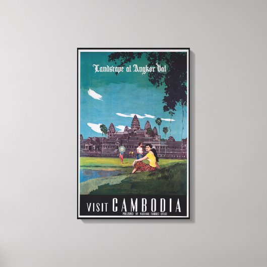 Angkor Wat Cambodia Vintage Travel Print (Voorkant)