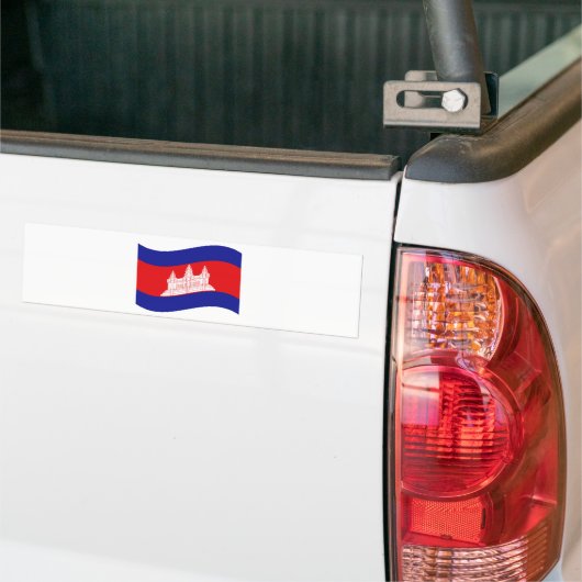 Angkor Wat Cambodian Flag Wave Bumpersticker (Op Truck)