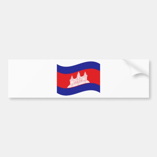 Angkor Wat Cambodian Flag Wave Bumpersticker (Voorkant)
