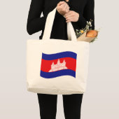 Angkor Wat Cambodian Flag Wave Grote Tote Bag (Voorkant (product))