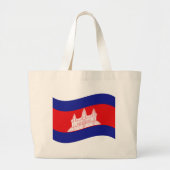Angkor Wat Cambodian Flag Wave Grote Tote Bag (Voorkant)