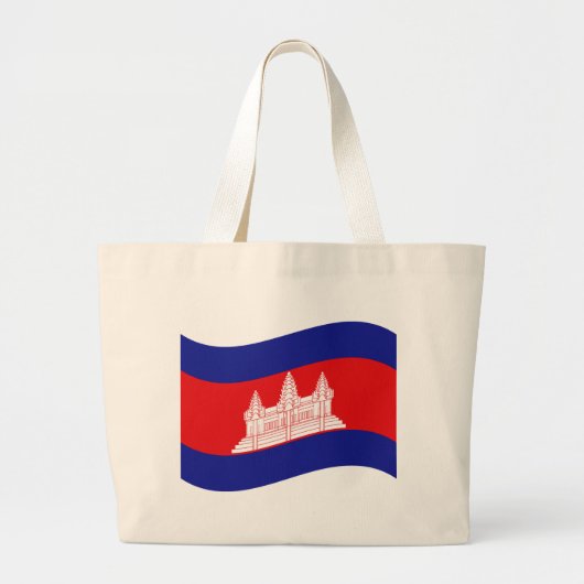 Angkor Wat Cambodian Flag Wave Grote Tote Bag (Voorkant)