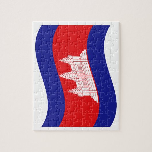 Angkor Wat Cambodian Flag Wave Legpuzzel (Verticaal)