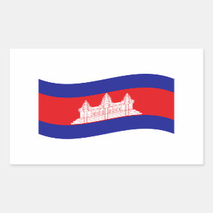 Angkor Wat Cambodian Flag Wave Rechthoekige Sticker