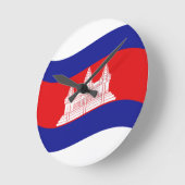 Angkor Wat Cambodian Flag Wave Ronde Klok (Hoek)