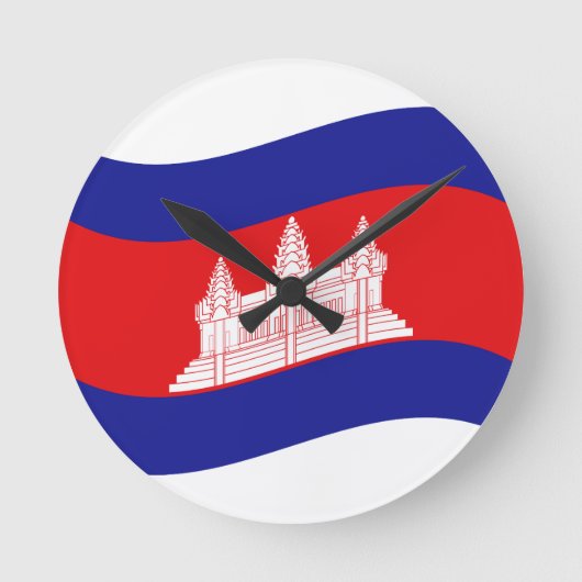 Angkor Wat Cambodian Flag Wave Ronde Klok (Voorkant)