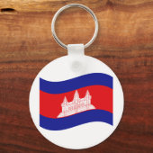 Angkor Wat Cambodian Flag Wave Sleutelhanger (Voorkant)