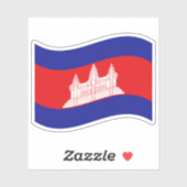Angkor Wat Cambodian Flag Wave Sticker (Vel)