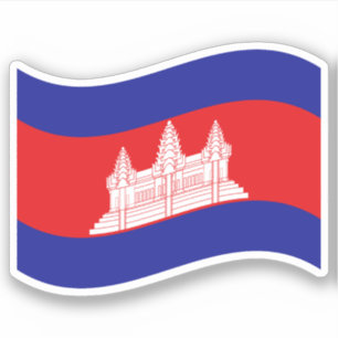Angkor Wat Cambodian Flag Wave Sticker