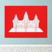 Angkor Wat Cambodian / Khmer Flag Canvas Afdruk (Insitu (Houten vloer))