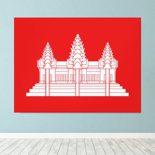 Angkor Wat Cambodian / Khmer Flag Canvas Afdruk (Insitu (Houten vloer))