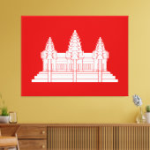 Angkor Wat Cambodian / Khmer Flag Canvas Afdruk (Insitu (Woonkamer))