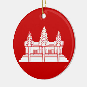 Angkor Wat Cambodian / Khmer Flag Keramisch Ornament