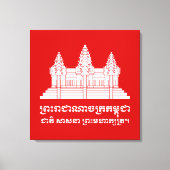 Angkor Wat Cambodian / Khmer Flag met Motto Canvas Afdruk (Voorkant)