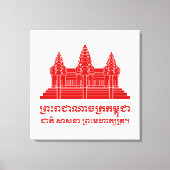 Angkor Wat Cambodian / Khmer Flag met Motto Canvas Afdruk (Voorkant)