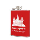 Angkor Wat Cambodian / Khmer Flag met Motto Heupfles (Links)