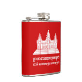 Angkor Wat Cambodian / Khmer Flag met Motto Heupfles (Rechts)