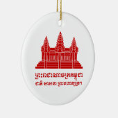 Angkor Wat Cambodian / Khmer Flag met Motto Keramisch Ornament (Rechts)