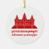 Angkor Wat Cambodian / Khmer Flag met Motto Keramisch Ornament (Voorkant)