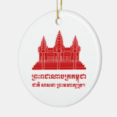 Angkor Wat Cambodian / Khmer Flag met Motto Keramisch Ornament (Links)