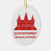Angkor Wat Cambodian / Khmer Flag met Motto Keramisch Ornament (Rechts)