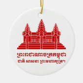Angkor Wat Cambodian / Khmer Flag met Motto Keramisch Ornament (Voorkant)