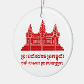 Angkor Wat Cambodian / Khmer Flag met Motto Keramisch Ornament (Links)