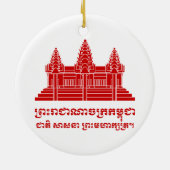Angkor Wat Cambodian / Khmer Flag met Motto Keramisch Ornament (Achterkant)
