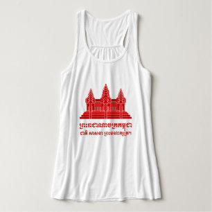Angkor Wat Cambodian / Khmer Flag met Motto Tanktop