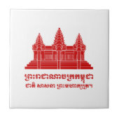 Angkor Wat Cambodian / Khmer Flag met Motto Tegeltje (Voorkant)