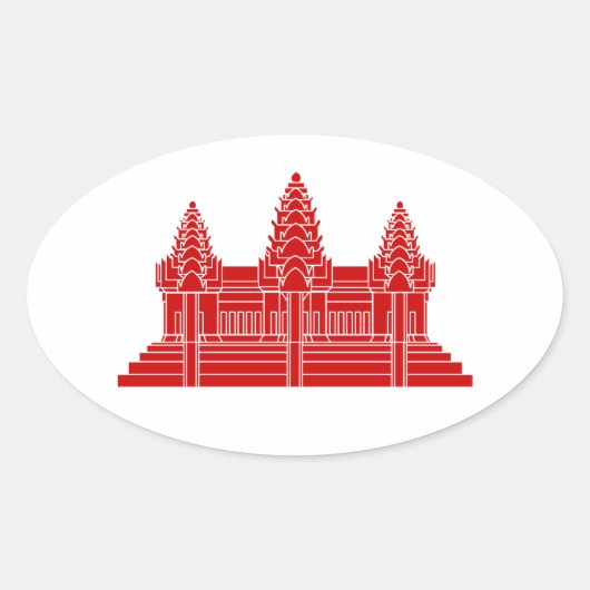 Angkor Wat Cambodian / Khmer Flag Ovale Sticker (Voorkant)