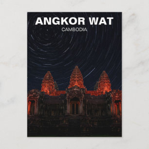 Angkor Wat Cambodja bij nacht Briefkaart