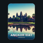 Angkor Wat Cambodja bij zonsopgang Magneet<br><div class="desc">Angkor Wat is een tempelcomplex in Cambodja en het grootste religieuze monument ter wereld, vergelijkbaar met de Grote Piramide van Gizeh. Het werd oorspronkelijk gebouwd als een hindoetempel gewijd aan de god Vishnu, maar het werd in de late 12e eeuw omgevormd tot een boeddhistische tempel. Angkor Wat is een meesterwerk...</div>