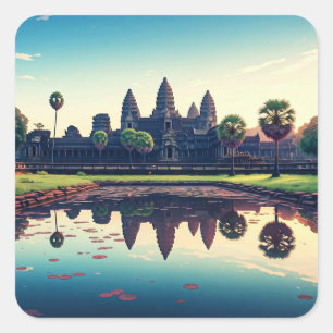 Angkor Wat Cambodja bij zonsopgang Vierkante Sticker