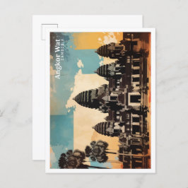 Angkor Wat Cambodja Pop Kunst Reizen Illustratie Briefkaart