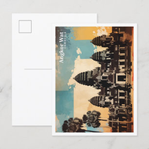 Angkor Wat Cambodja Pop Kunst Reizen Illustratie Briefkaart