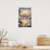 Angkor Wat Cambodja Reis Vintage Poster (Keuken)